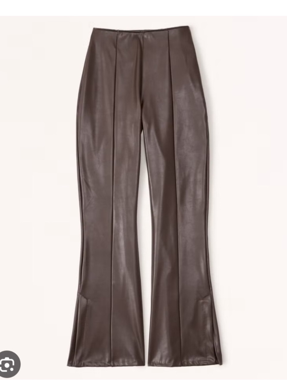 Abercrombie & Fitch Curve Love Brown Vegan Leather Slim Wide Leg Pant Size S 90s